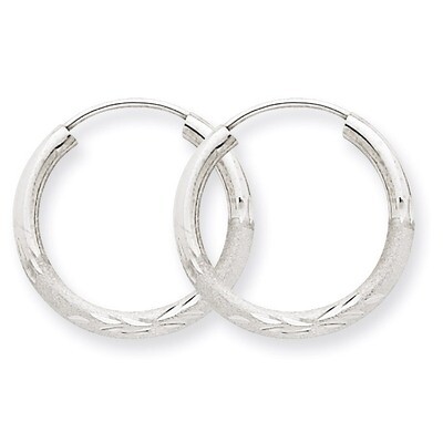 2mm Diamond-cut Endless Hoop Earrings 14k White Gold XY1200, MPN: XY1200, 883957299853