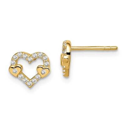 Heart Post Earrings 14k Gold CZ Diamond GK1007 by Madi K, MPN: GK1007, 191101901140