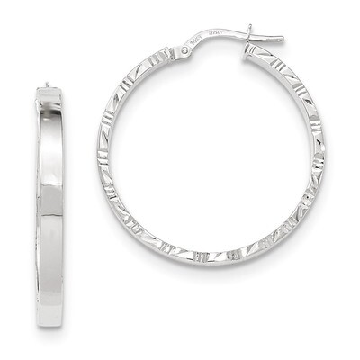 Hoop Earrings 14k White Gold Diamond-cut Edge Polished TF817, MPN: TF817, 191101365669