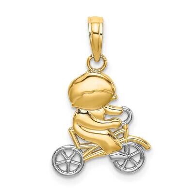 Little Boy On Bicycle Charm 14k Gold Rhodium K9246, MPN: K9246, 637218161218