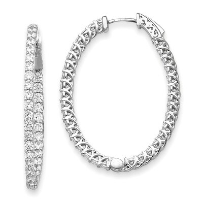 Diamond Oval Hoop with Safety Clasp Earrings 14k White Gold XE2024WAA, MPN: XE2024WAA, 191101536489
