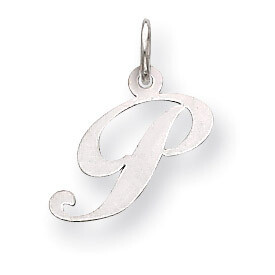 Small Fancy Script Initial P Charm 14k white Gold YC651P, MPN: YC651P, 191101634536