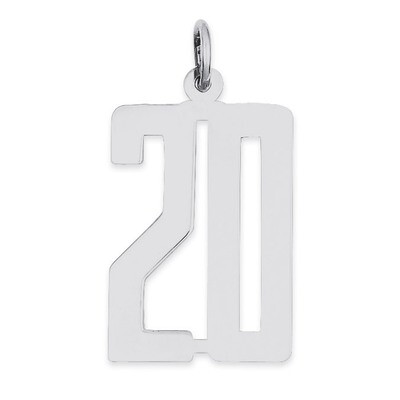 Charm Number 20 Elongated Pol Sterling Silver Small QES20, MPN: QES20, 191101190025