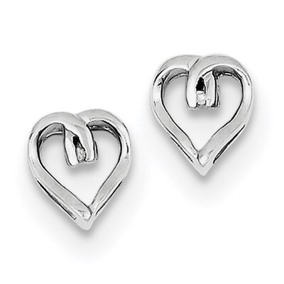 Diamond Heart Post Earrings Sterling Silver Rhodium QDX284, MPN: QDX284, 883957479521