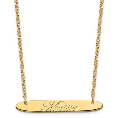 Medium Polished Oblong Edwardian Script Bar Necklace Gold-plated Sterling Silver XNA1221GP, MPN: XN…