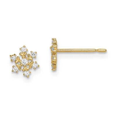 Snowflake Post Earrings 14k Gold CZ Diamond GK1057 by Madi K, MPN: GK1057, 191101901393