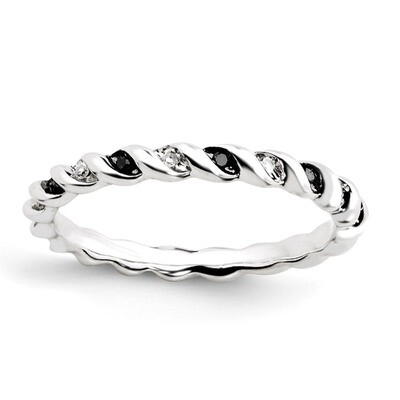 Black &amp; White Diamond Ring - Sterling Silver QSK1049, MPN: QSK1049, 886774202419