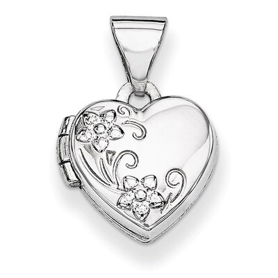 Heart-Shaped Floral Locket 14k White Gold Polished XL303, MPN: XL303, 886774128122