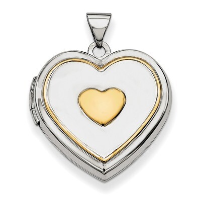 Gold-Plate 21Mm Heart Locket Sterling Silver Rhodium-plated QLS603, MPN: QLS603, 191101191862