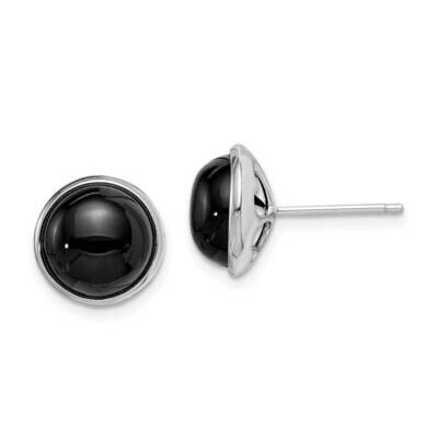 10mm Onyx Cabochon Post Earrings Sterling Silver Rhodium-plated QE15152, MPN: QE15152, 883957829395