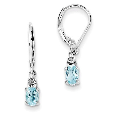 Light Blue Topaz Earrings Diamond Sterling Silver QE10173BT, MPN: QE10173BT, 883957460420