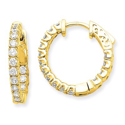 Diamond Round Hoop with Safety Clasp Earrings 14k Gold XE2011AA, MPN: XE2011AA, 191101381256