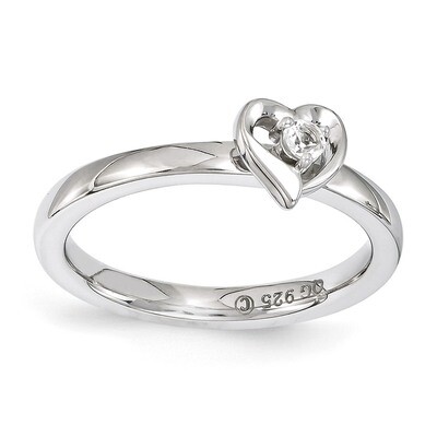 White Topaz Heart Ring - Sterling Silver QSK1525, MPN: QSK1525, 886774206837