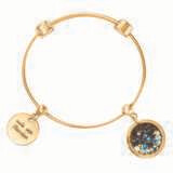 Nikki Lissoni Charm Bangle with Two Fixed Charms Made with Passion Crystal Rock Gold-Plated 19cm 7.…