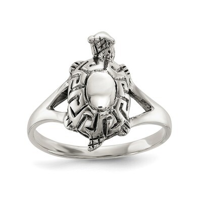 Antiqued Turtle Ring Sterling Silver Polished QR6700, MPN: QR6700,
