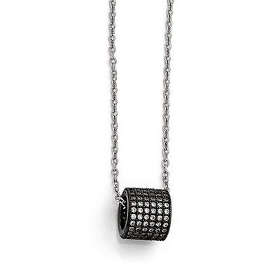 Black Rhodium Cubic Zirconia Necklace Sterling Silver QMP1075-18, MPN: QMP1075-18,