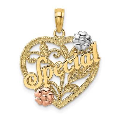 Special On Heart with Flower Charm 14k Tri-Color Gold K9168, MPN: K9168, 637218063673