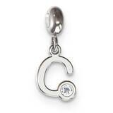 Memi Letter C with Swarovski Crystal Charm Sterling Silver Rhodium-plated ME111C-SS, MPN: ME111C-SS,