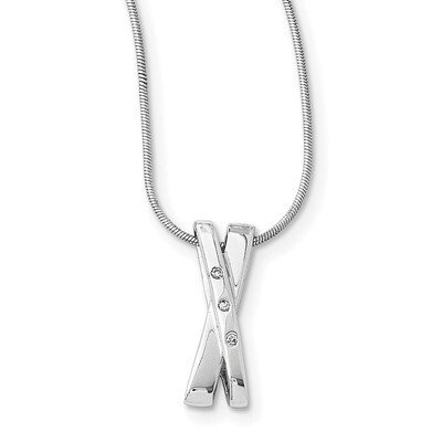 .03Ct. Diamond Crossover Necklace Sterling Silver QW168-18, MPN: QW168-18, 883957504346