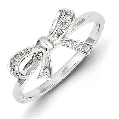 Bow Ring Sterling Silver Rhodium-plated Diamond QR5709, MPN: QR5709, 883957560243