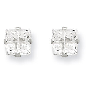 4mm Square Diamond 4 Prong Stud Earrings Sterling Silver QE7511, MPN: QE7511, 883957577821