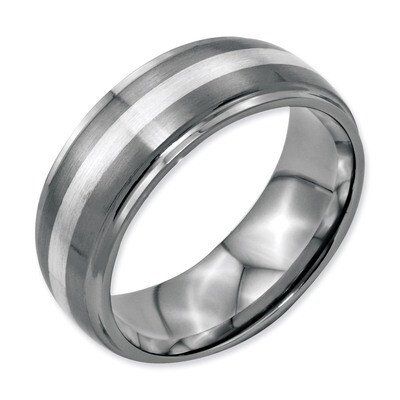Sterling Silver Inlay Ridged Edge 8mm Brushed and Polished - Stainless Steel SR120 by Chisel, MPN: …