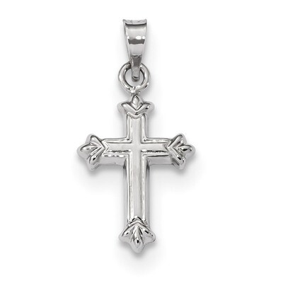 Fleur de Lis Hollow Cross Charm 14k white Gold K6249, MPN: K6249, 883957936949