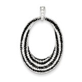 Black and White Diamond Open Oval Fancy Pendant Sterling Silver QP2100, MPN: QP2100, 883957401348