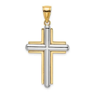 Beveled Cross Charm 14k Gold Rhodium K9049, MPN: K9049, 637218022373