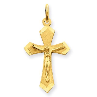 Satin &amp; Diamond-cut Crucifix Charm 14k Gold D21, MPN: D21, 883957345864