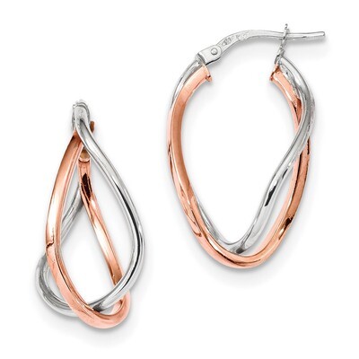Rose Fancy Hoops Earrings 14k Two-tone Gold TF1234, MPN: TF1234, 191101055737