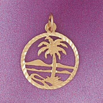 Dazzlers Jewelry Palm Tree Pendant Necklace Charm Bracelet in Yellow, White or Rose Gold 6818, MPN:…