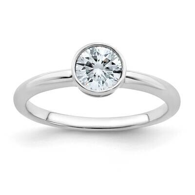 5/8ct. D E F Pure Light Round Bezel Moissanite Solitaire Ring 14k White Gold RM6784-060-WMP, MPN: R…