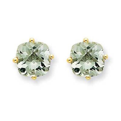 7mm Cushion Checker-Cut Green Quartz Earring 14k Gold XE108CG, MPN: XE108CG, 883957090856