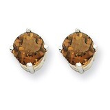 5mm Round Smokey Quartz Earrings 14k White Gold XE72WCQ, MPN: XE72WCQ, 883957097435