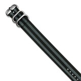 20mm 1-Piece Black Grey Stripe Ballistic Nylon Watch Band  BA380-20, MPN: BA380-20,