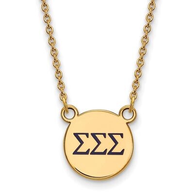 Sigma Sigma Sigma Extra Small Enameled Pendant with 18 Inch Chain Gold-plated Silver GP027SSS-18, M…