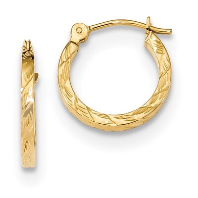Diamond Cut 1.5mm Square Tube Hoops Earrings 14k Gold Polished YE1773, MPN: YE1773, 191101058998