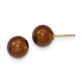 9-10mm Coffee Round Cultured Pearl Stud Earrings 14k Gold X90PC, MPN: X90PC, 191101433436