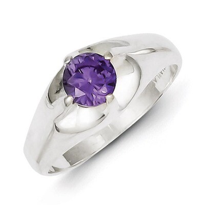 Sterling Silver Purple Round Diamond Ring QR4425-7