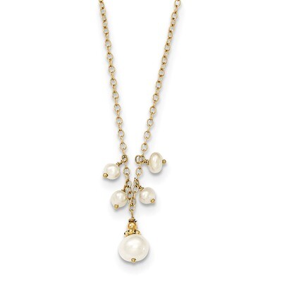 FW Cultured Pearl and Cable Chain with 1 Inch Extender Necklace 14k Gold XF566-14