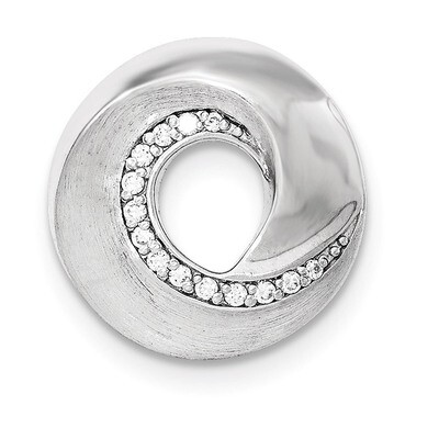 Brushed CZ Slide Pendant Sterling Silver QP4147