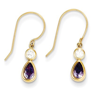 Clear Purple Synthetic Diamond Dangle Earrings - 14k Gold SE2158 by Madi K, MPN: SE2158, 8839575769…