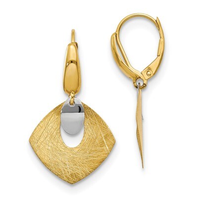 Leslie&#39;s Fancy Dangle Leverback Earrings 14k Gold Polished &amp; Textured HB-LE1599, MPN: LE1599, 19110…