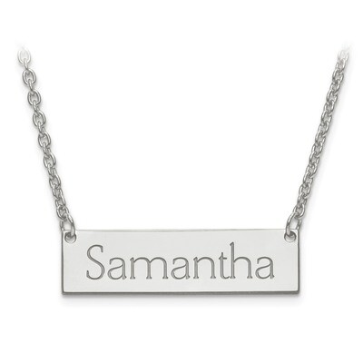 Recessed Letters Name Bar with Chain 10k White Gold Polished 10XNA647W, MPN: 10XNA647W, 886774615349