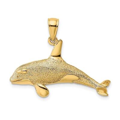 Textured Killer Whale Charm 14k Gold 2-D K7874, MPN: K7874, 637218035816