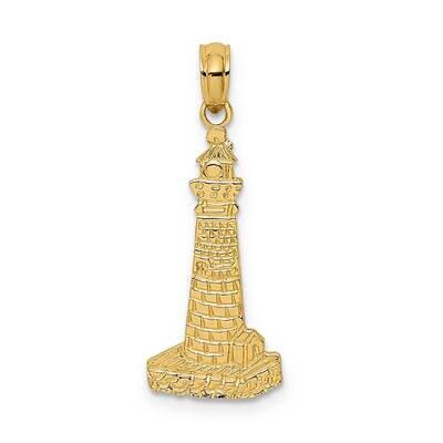 Flat Textured Lighthouse Charm 14k Gold K7378, MPN: K7378, 637218010547