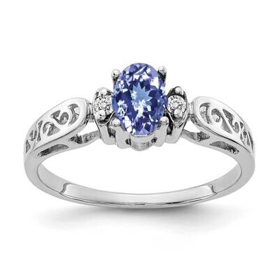 6x4mm Oval Tanzanite Aaa Diamond Ring 14k White Gold X9735T/AAA, MPN: X9735T_AA, 883957646978