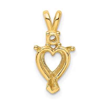 Heart 3-Prong with Diamond Accent 3.0mm Pendant Setting 14k Yellow Gold YG999, MPN: YG999,