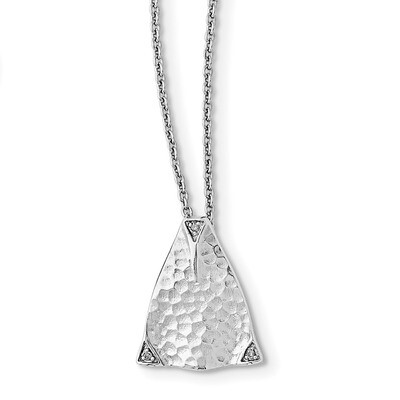 Textured Triangle Diamond Necklace Sterling Silver QW330-18, MPN: QW330-18, 886774973685